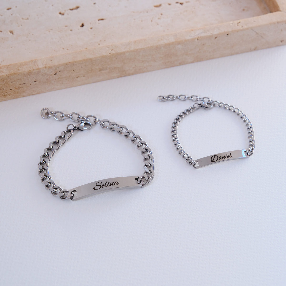Silver Couple bracelet with engraving