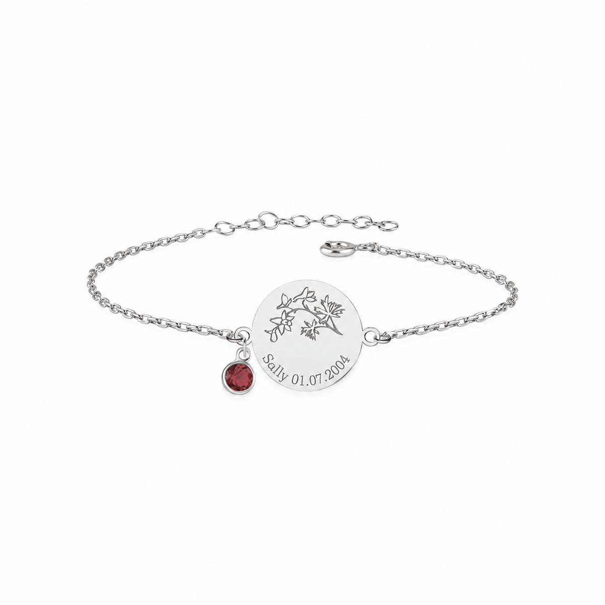 Geburtsblumen Armband mit Monatsstein - OTANTO