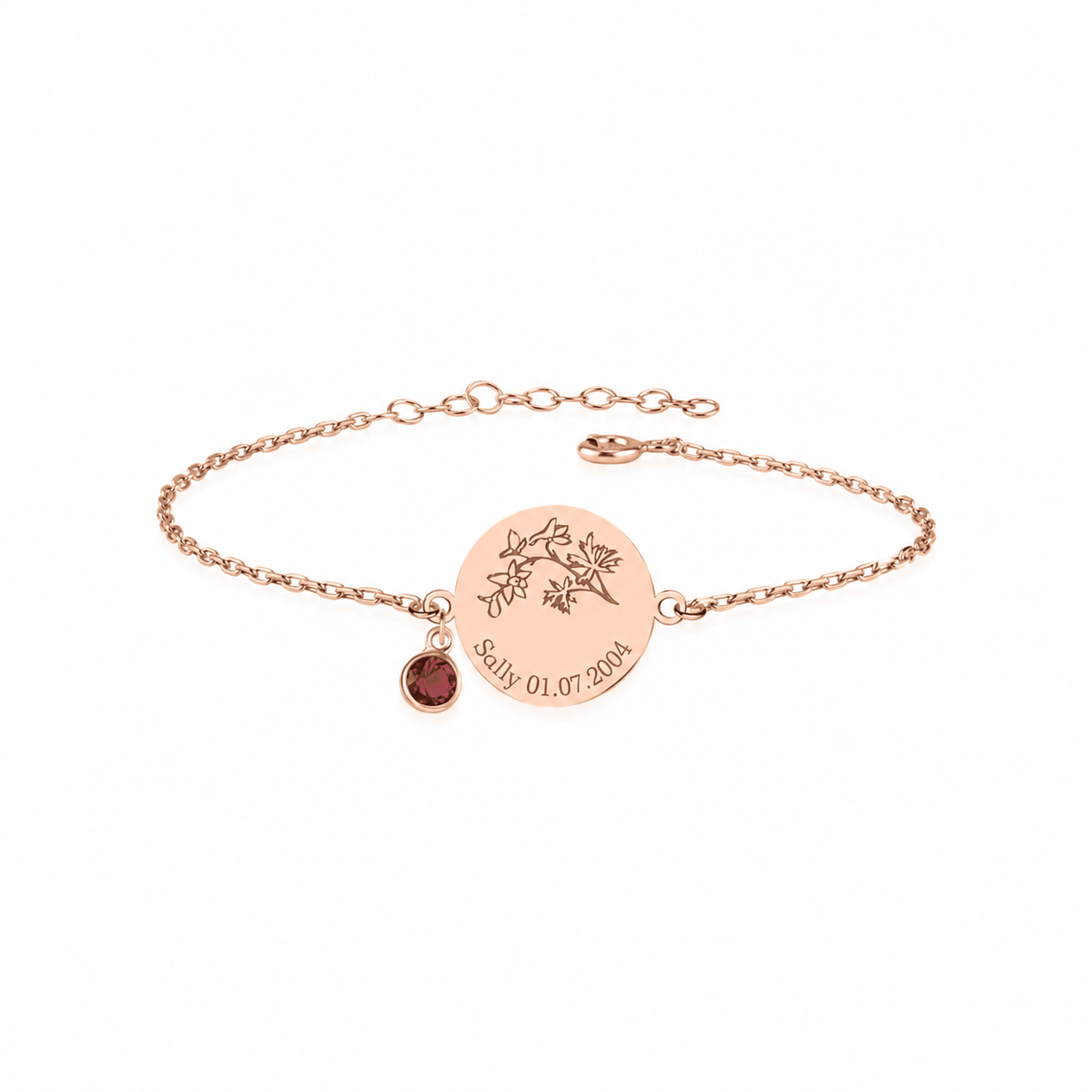 Geburtsblumen Armband mit Monatsstein - OTANTO