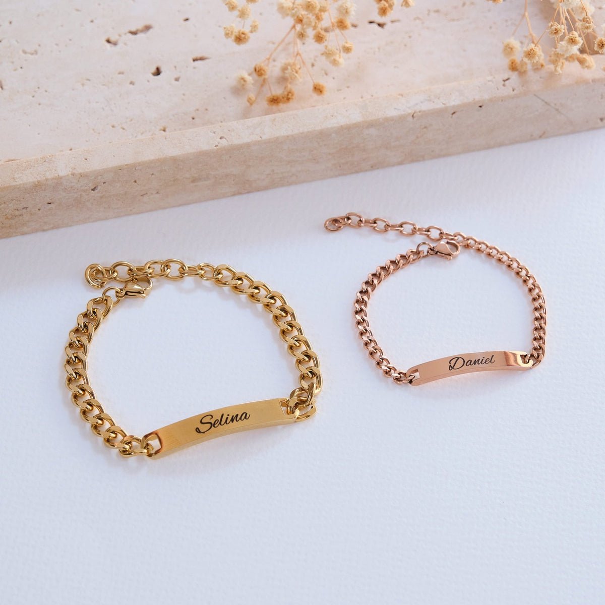 Gold Rose Partnerarmband mit Gravur - OTANTO