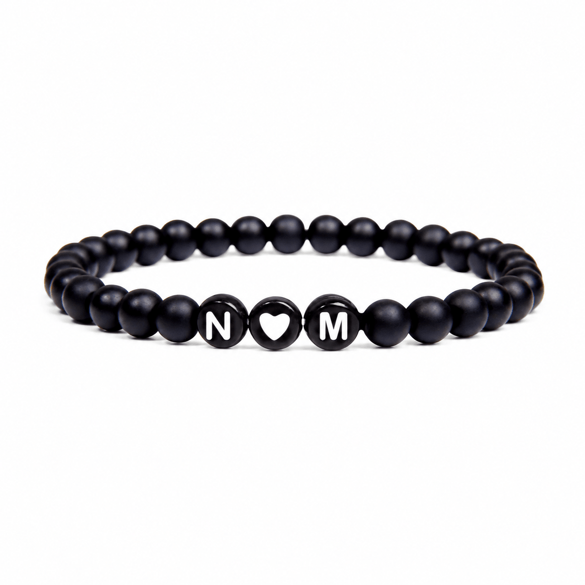Initial Armband mit schwarzen Perlen - OTANTO