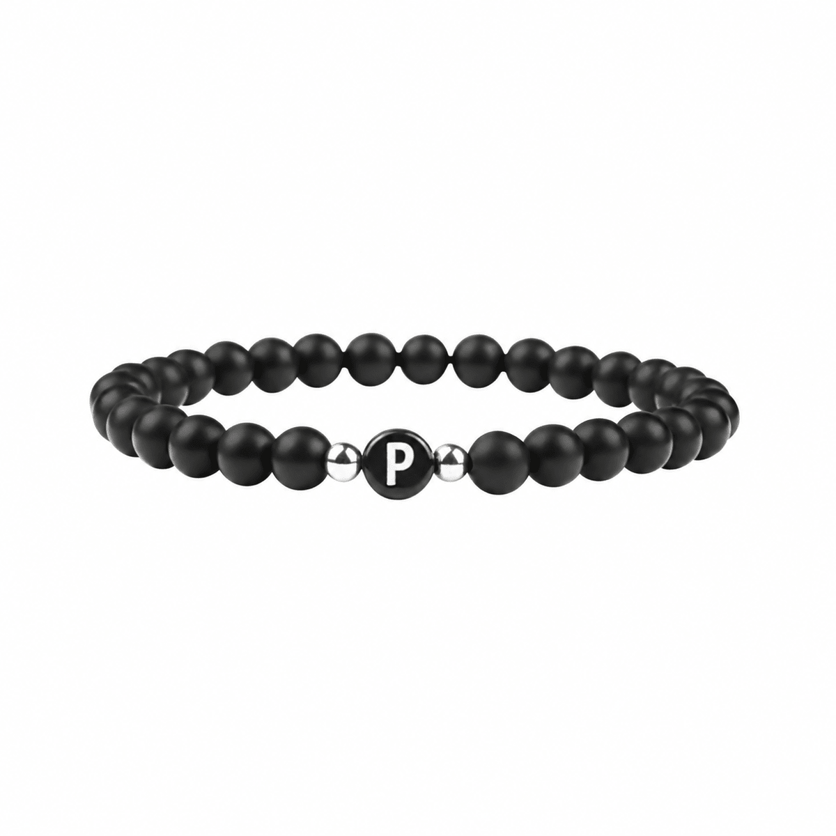 Initial Armband mit schwarzen Perlen - OTANTO