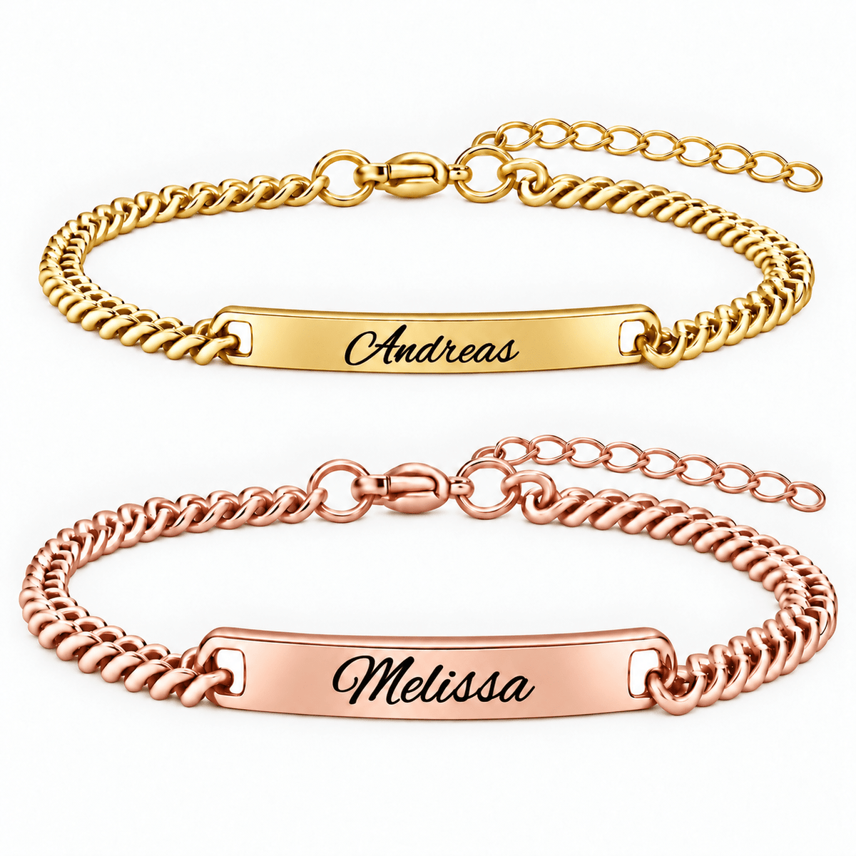 Schwarz Rose Partnerarmband mit Gravur - OTANTO