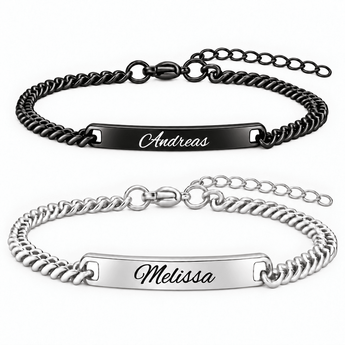 Schwarz Rose Partnerarmband mit Gravur - OTANTO