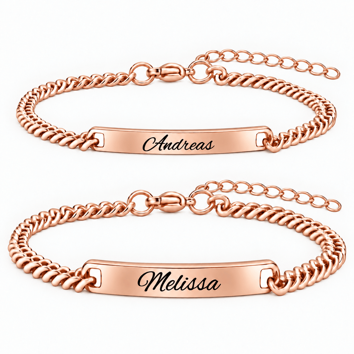 Schwarz Rose Partnerarmband mit Gravur - OTANTO