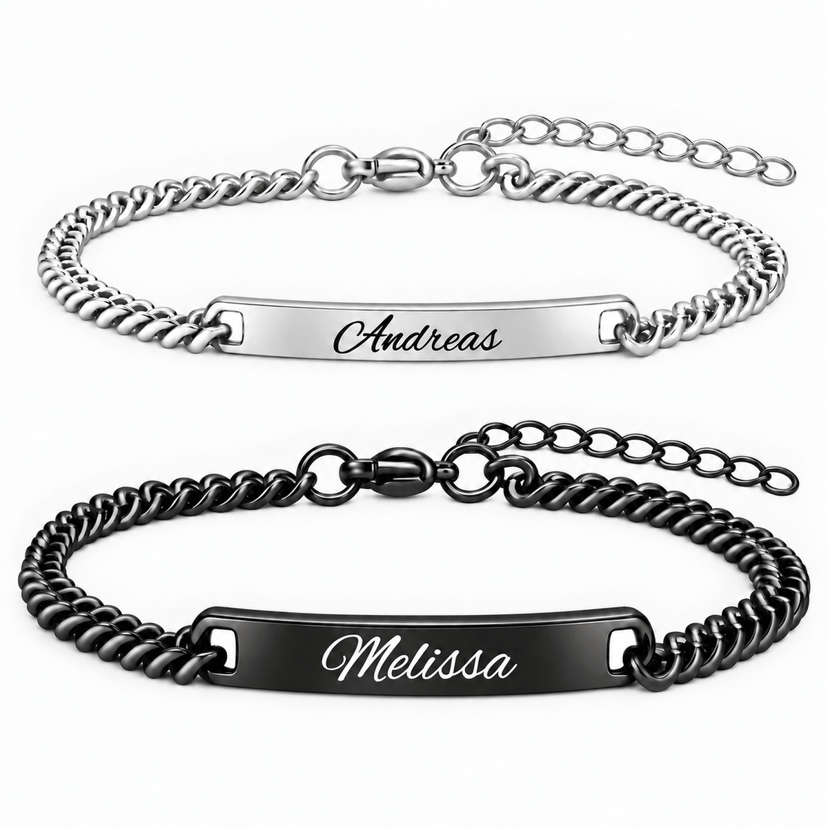 Schwarz Rose Partnerarmband mit Gravur - OTANTO