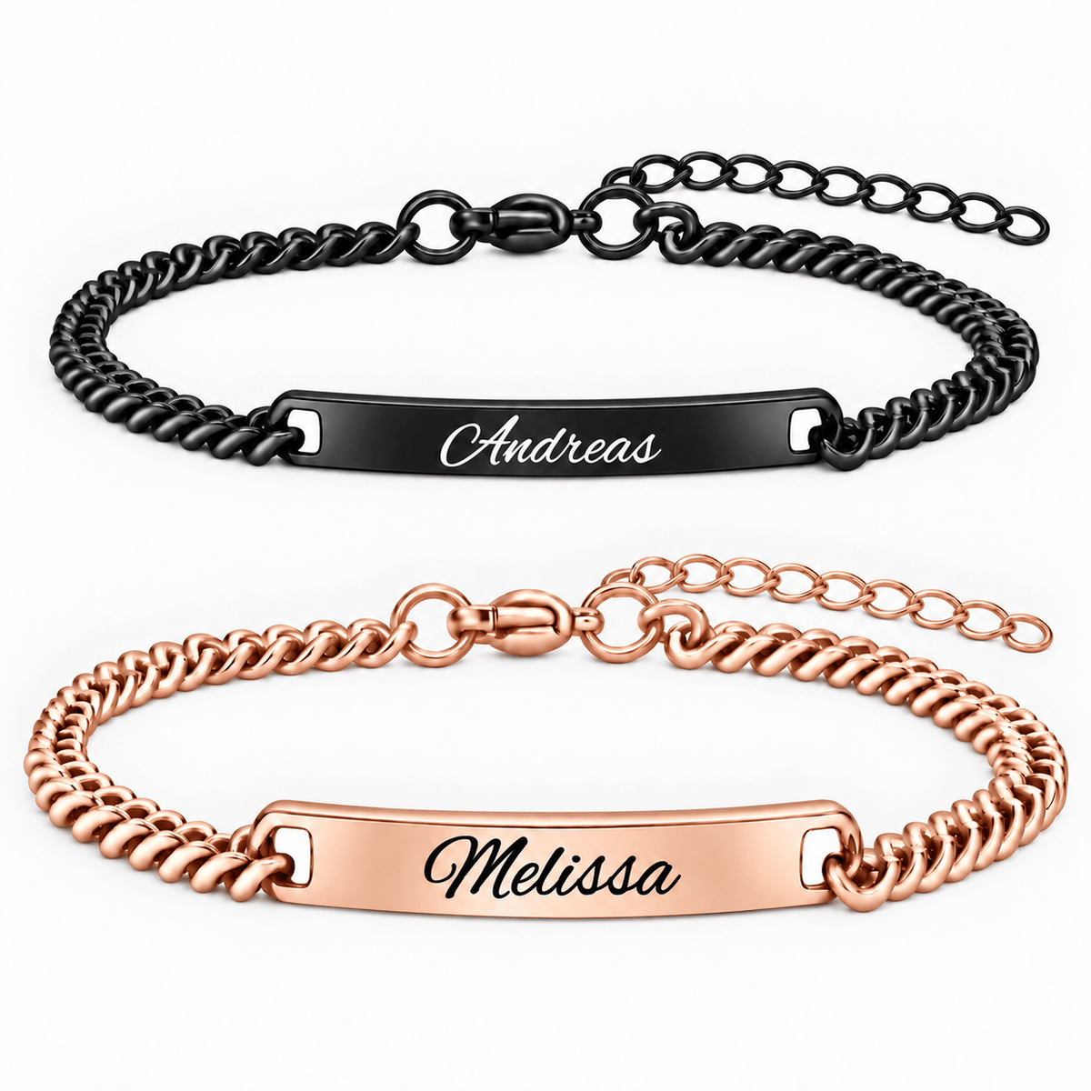 Schwarz Rose Partnerarmband mit Gravur - OTANTO