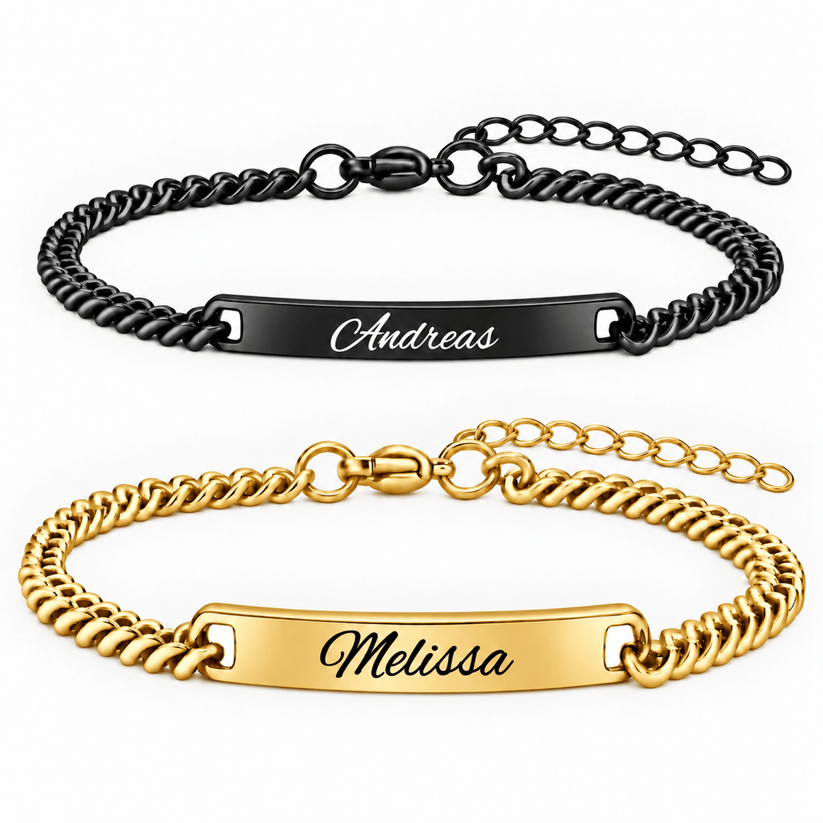 Schwarz Rose Partnerarmband mit Gravur - OTANTO