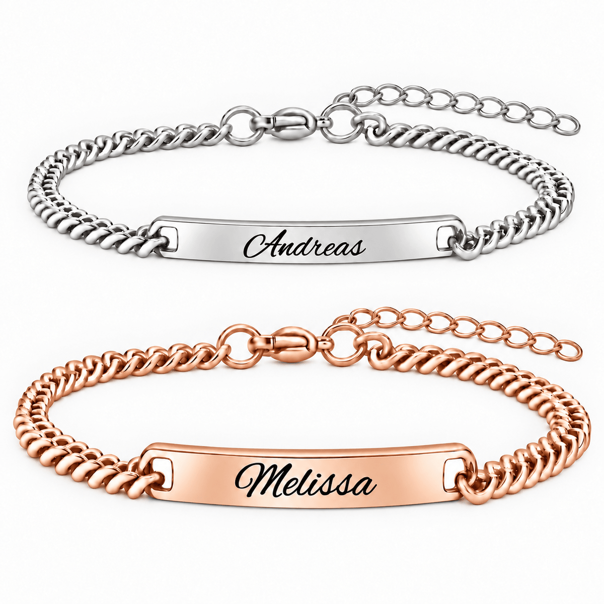 Schwarz Rose Partnerarmband mit Gravur - OTANTO