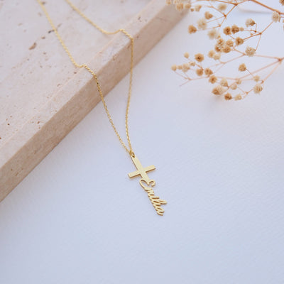 585er Gold Namenskette - Variante Kreuz - OTANTO