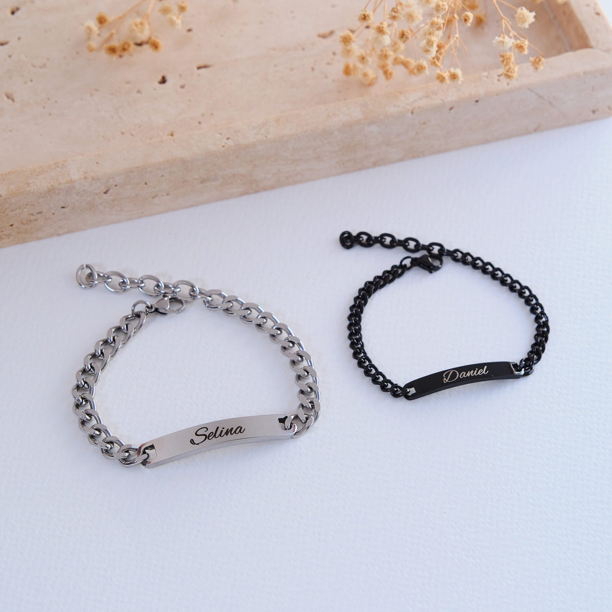 Silver Couple bracelet with engraving