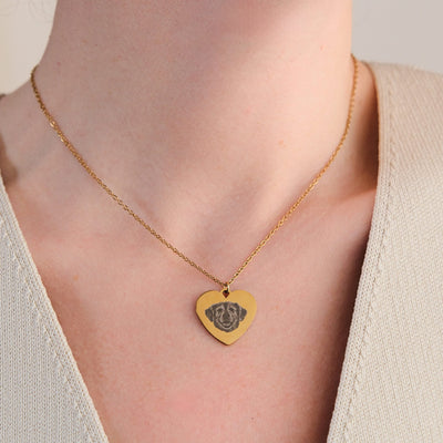 Haustier Fotogravur Herz Halskette - OTANTO