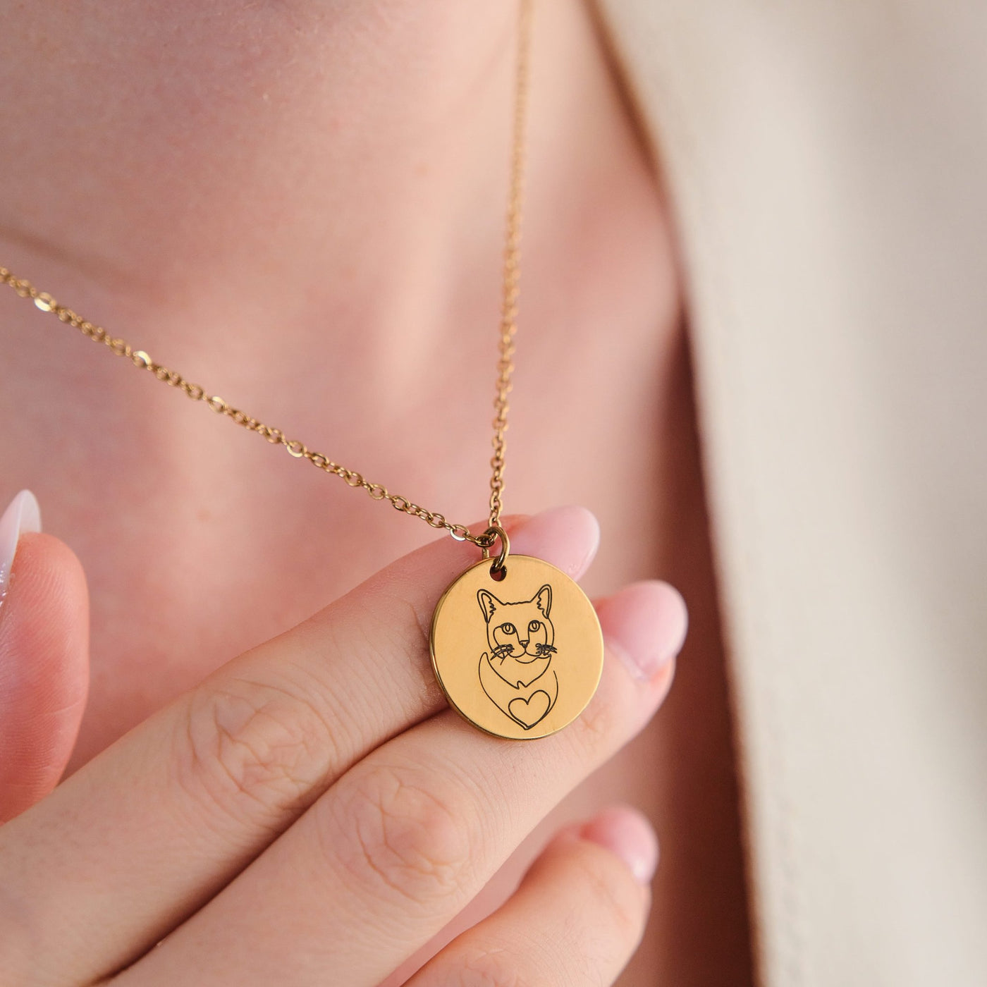 Haustier Halskette mit One Line Art Gravur - OTANTO