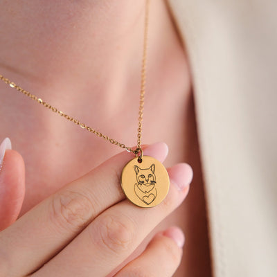 Haustier Halskette mit One Line Art Gravur - OTANTO