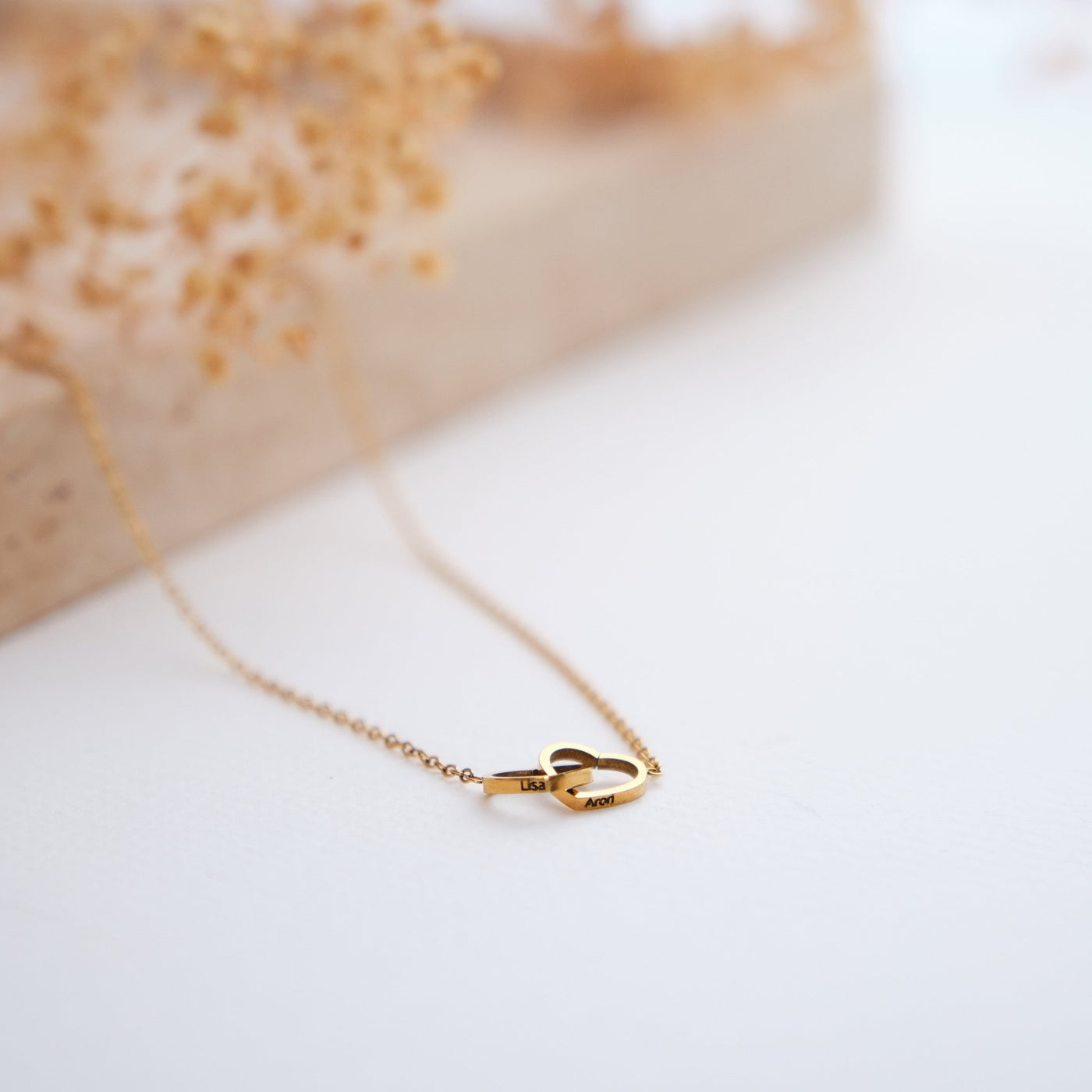 Herzen Halskette Gravur mit ewiger Rose - OTANTO