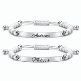 Partnerarmband mit weißen Perlen - OTANTO