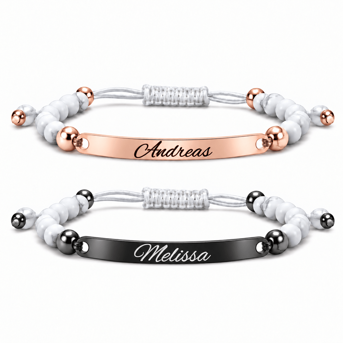 Partnerarmband mit weißen Perlen - OTANTO