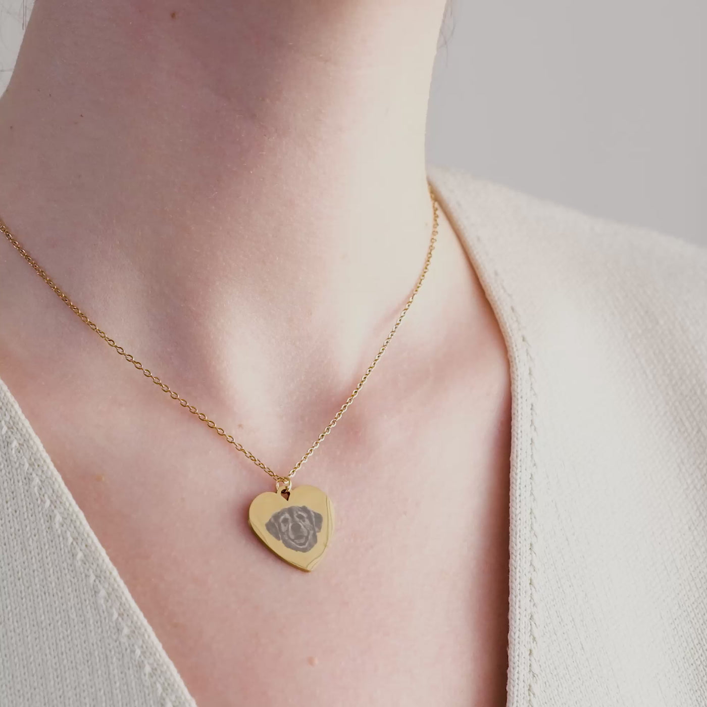 Haustier Fotogravur Herz Halskette