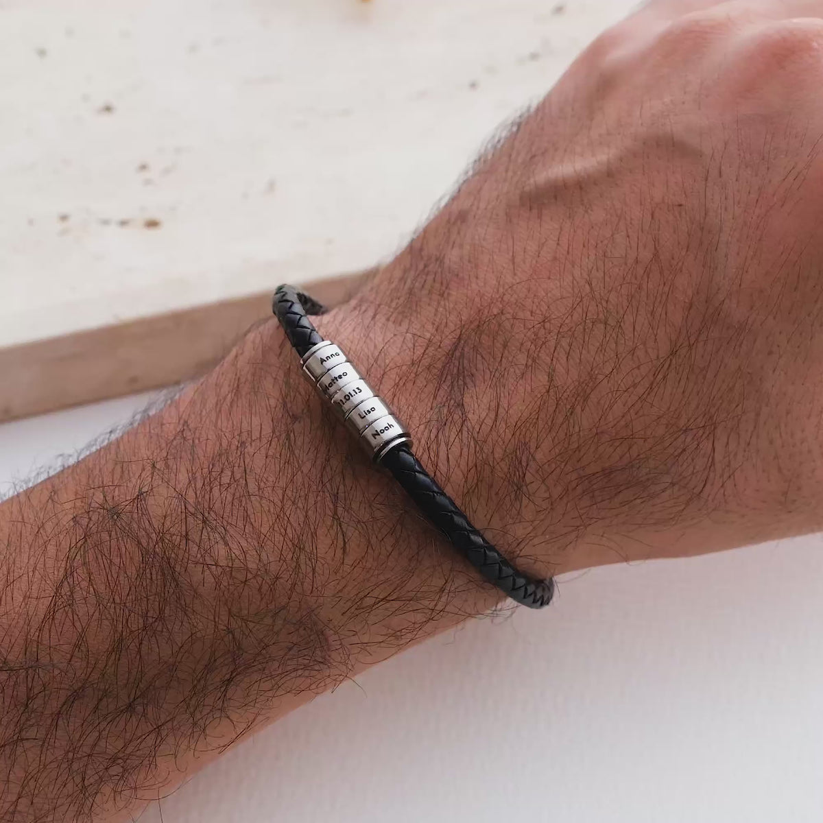 Leather wrap bracelet with up to 5 engravings