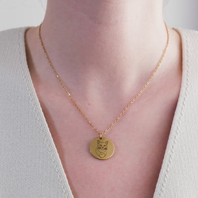 Haustier Halskette mit One Line Art Gravur