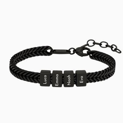 Retro Armband mit gravierten schwarzen Beads - OTANTO