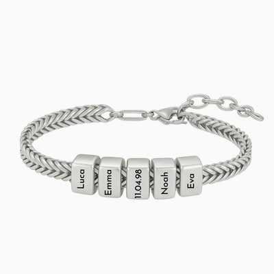 Retro Armband mit gravierten silbernen Beads - OTANTO