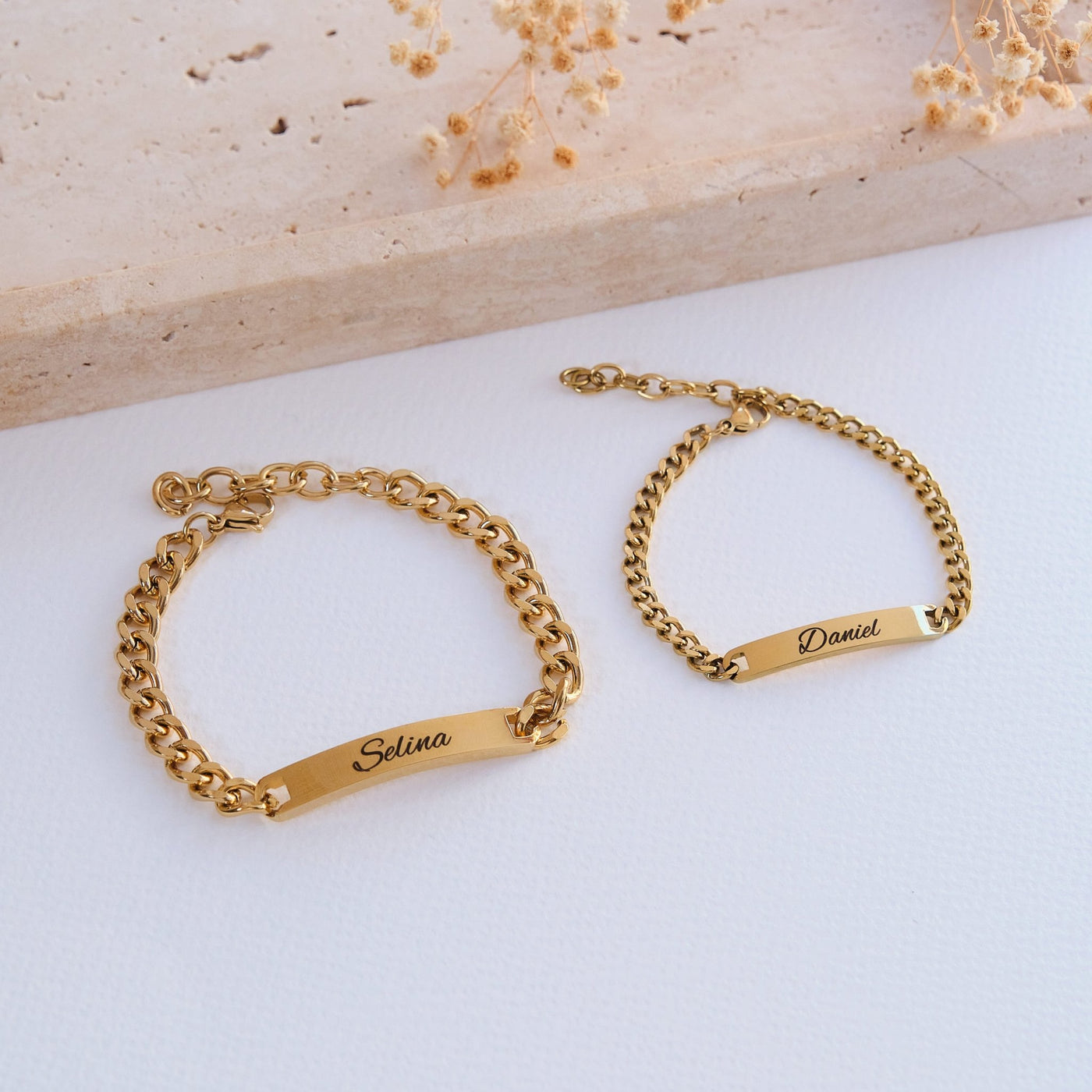 Schwarz Gold Partnerarmband mit Gravur - OTANTO