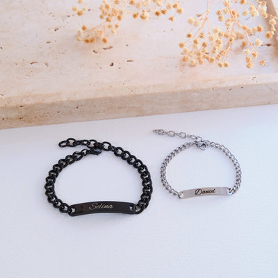 Schwarz Gold Partnerarmband mit Gravur - OTANTO