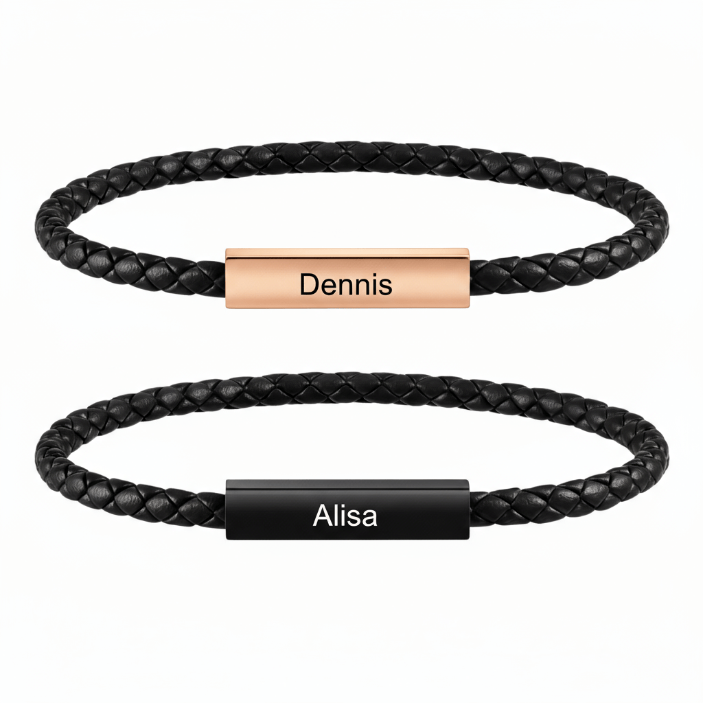 Schwarz Rose Magnetische Partnerarmbänder mit Gravur - OTANTO