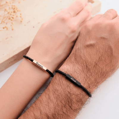 Schwarz Rose Magnetische Partnerarmbänder mit Gravur - OTANTO