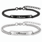 Schwarz Rose Partnerarmband mit Gravur - OTANTO