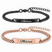 Schwarz Rose Partnerarmband mit Gravur - OTANTO