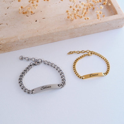 Silber Gold Partnerarmband mit Gravur - OTANTO