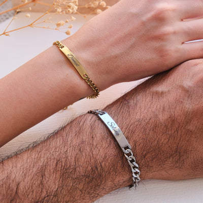 Silber Gold Partnerarmband mit Gravur - OTANTO