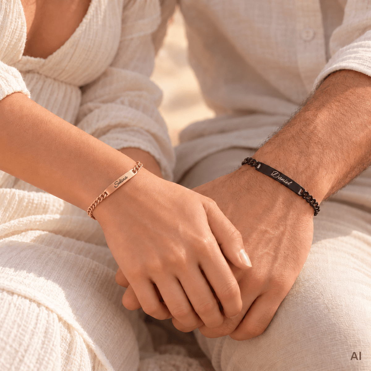 Silber Partnerarmband mit Gravur - OTANTO