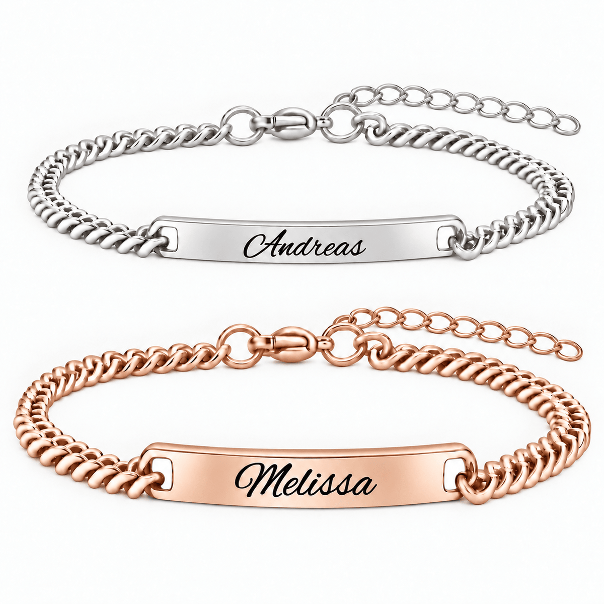 Silber Partnerarmband mit Gravur - OTANTO