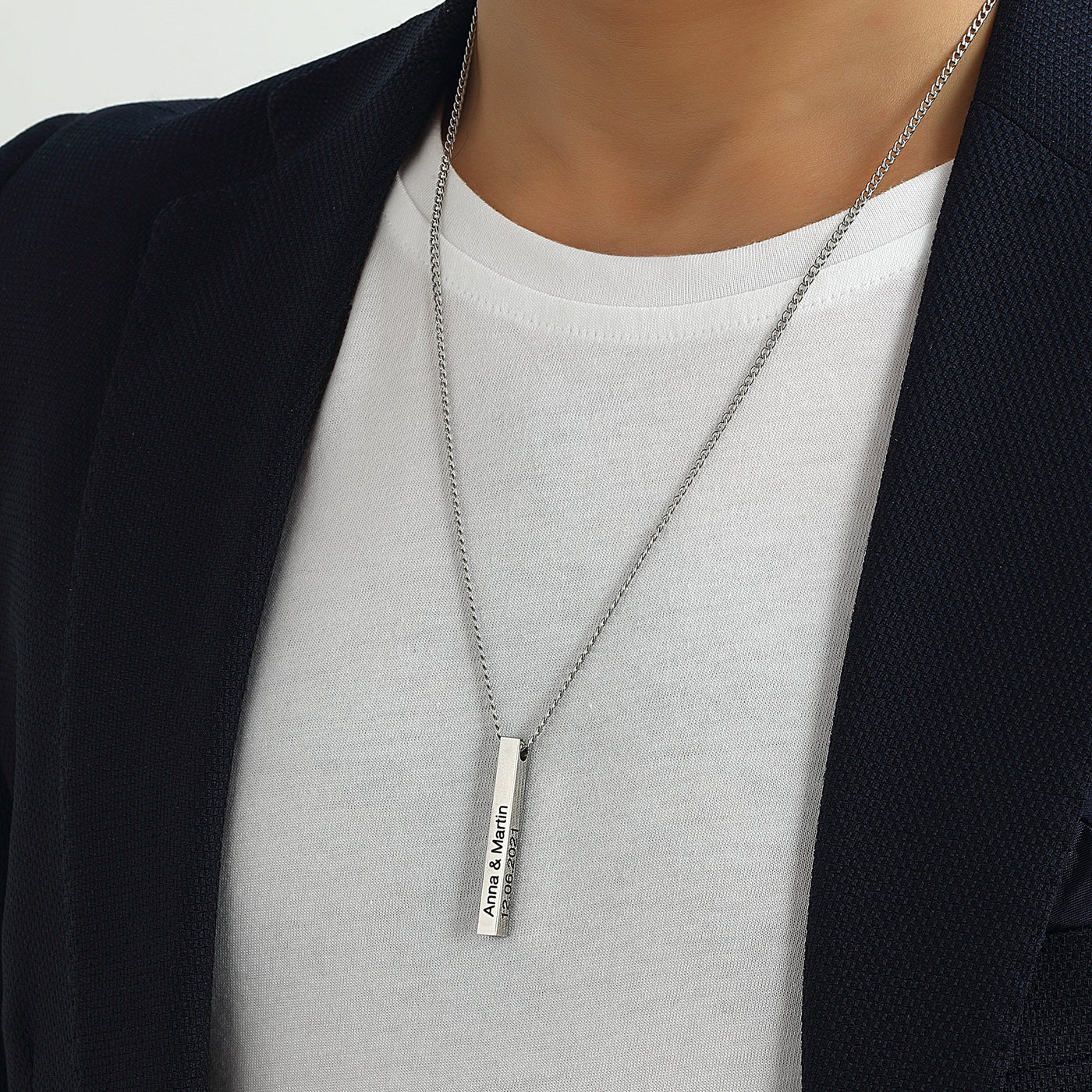 2 x Cuban Chain 3D Partner Säulenketten mit Gravur - OTANTO